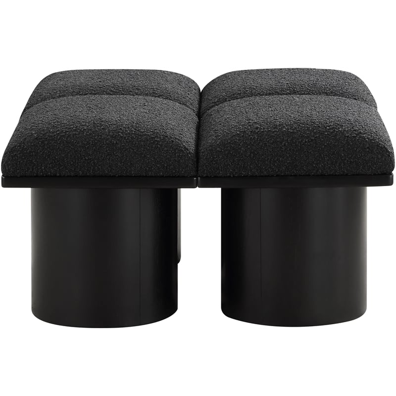 Meridian Furniture Pavilion Black Boucle Fabric Bench