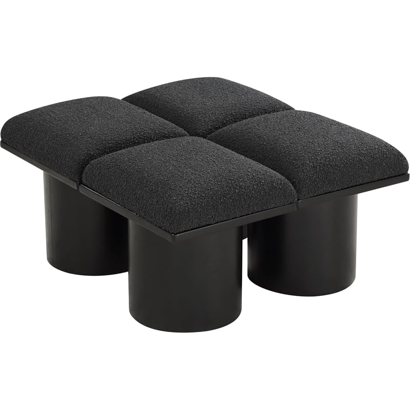 Meridian Furniture Pavilion Black Boucle Fabric Bench