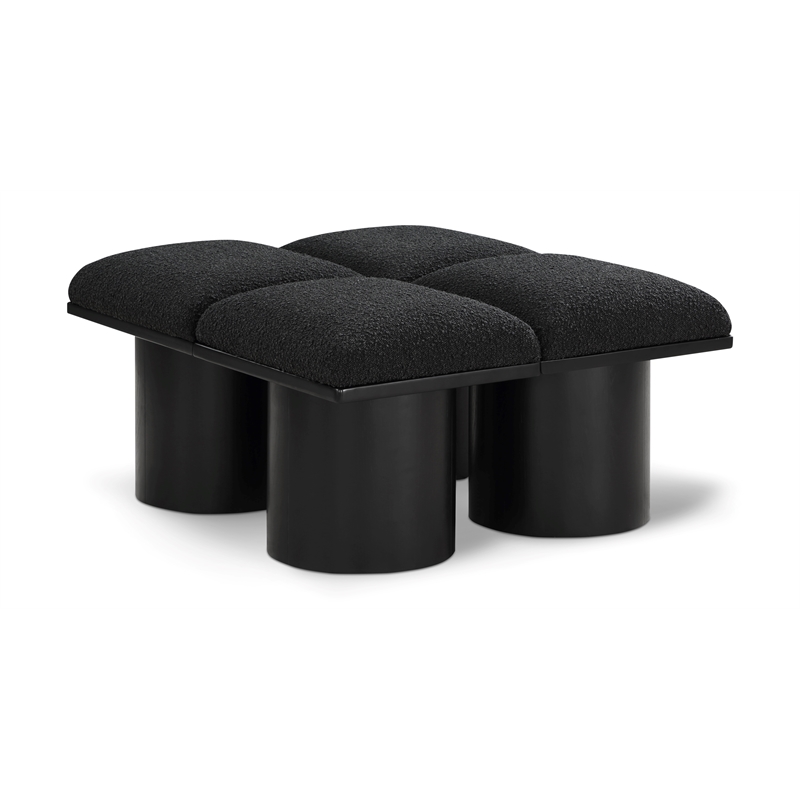 Meridian Furniture Pavilion Black Boucle Fabric Bench