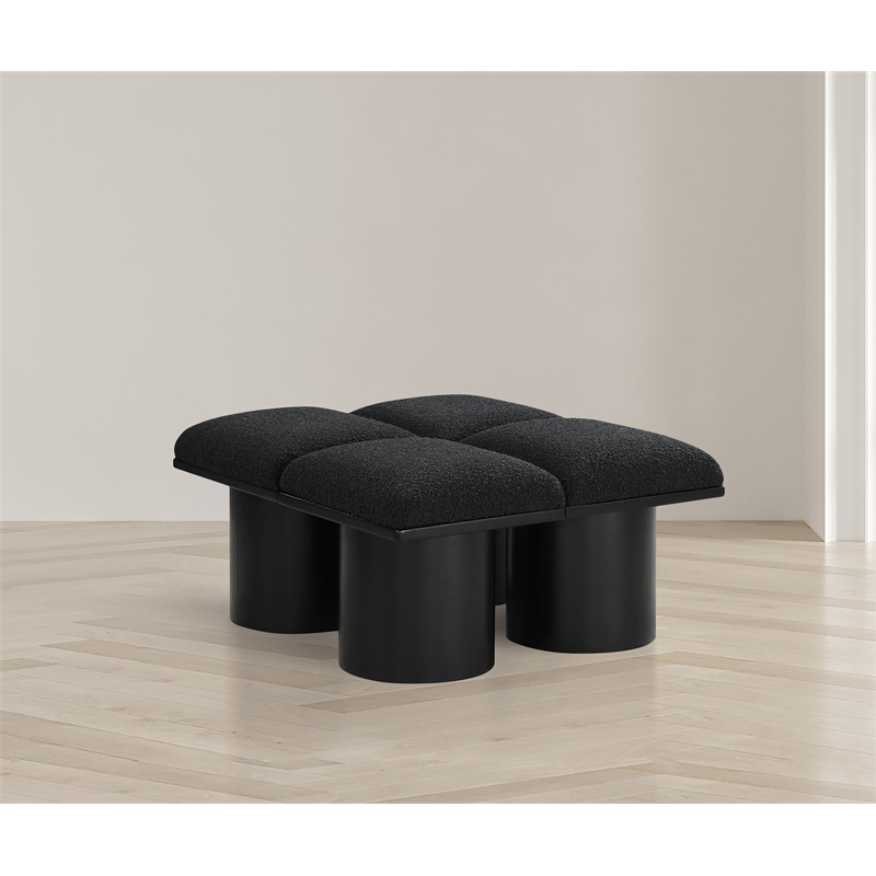 Meridian Furniture Pavilion Black Boucle Fabric Bench