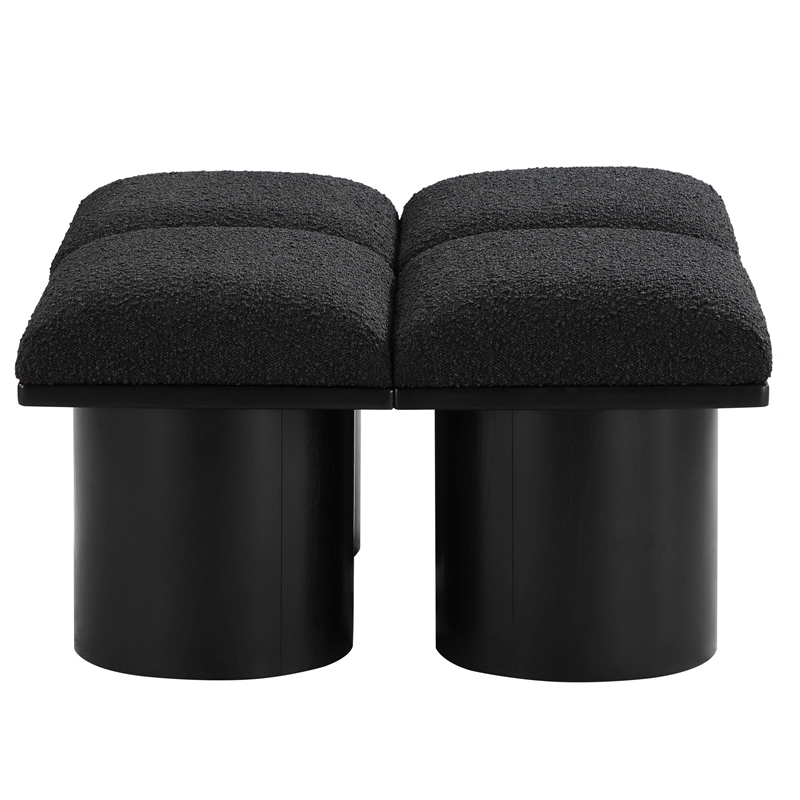 Meridian Furniture Pavilion Black Boucle Fabric Bench