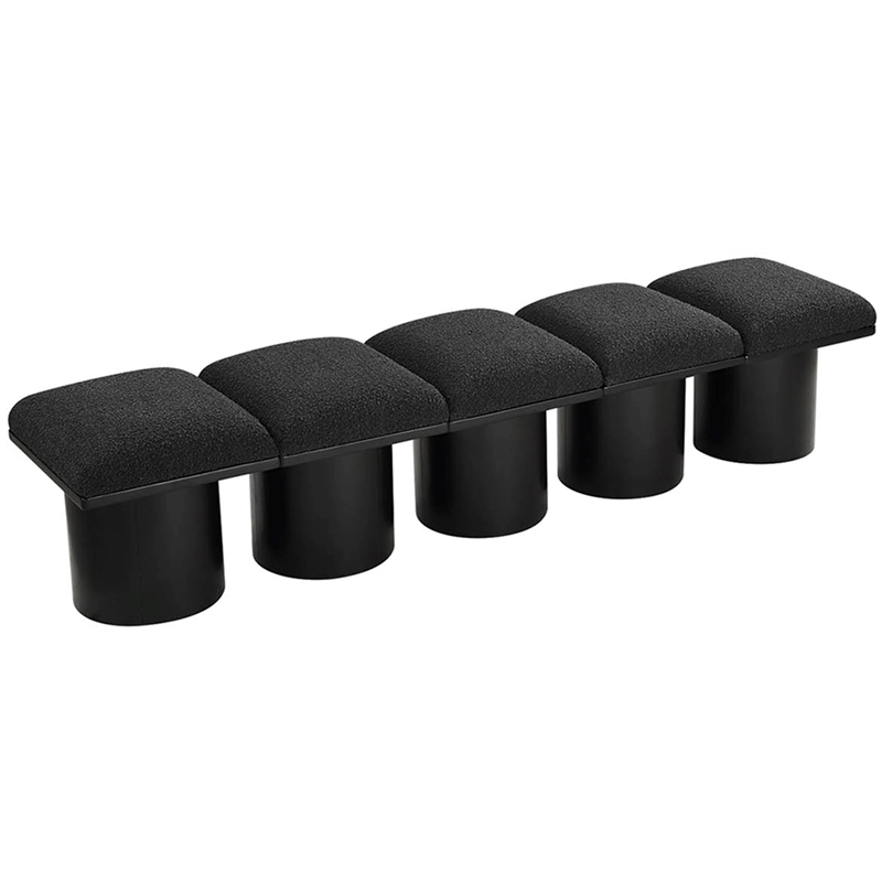 Meridian Furniture Pavilion Black Boucle Fabric Bench
