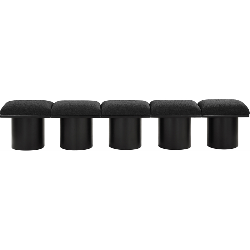 Meridian Furniture Pavilion Black Boucle Fabric Bench