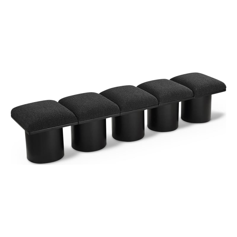 Meridian Furniture Pavilion Black Boucle Fabric Bench
