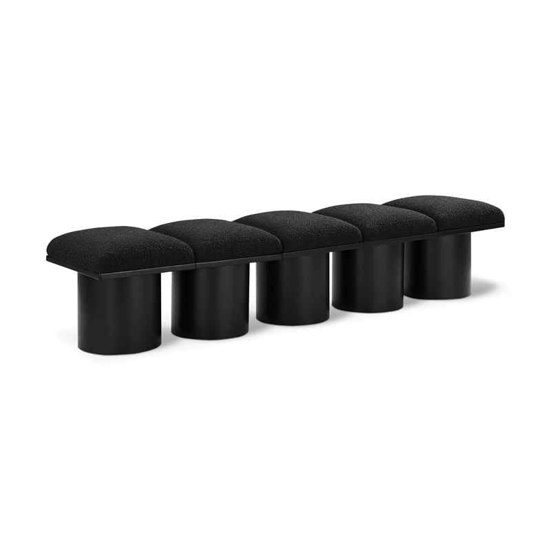 Meridian Furniture Pavilion Black Boucle Fabric Bench