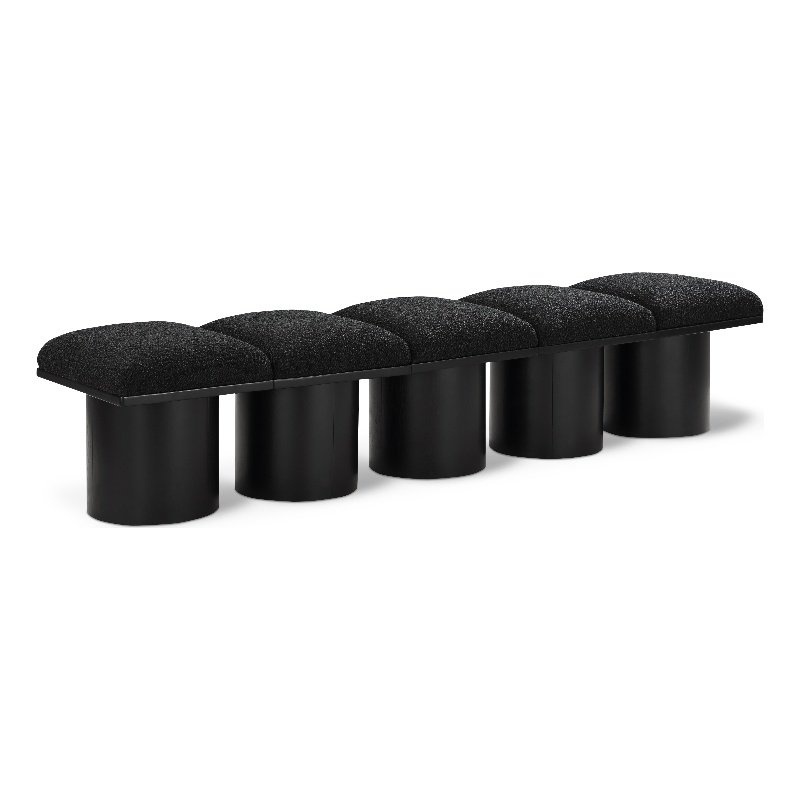Meridian Furniture Pavilion Black Boucle Fabric Bench