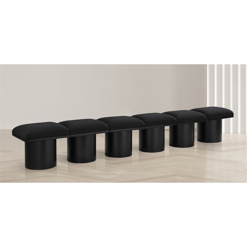 Meridian Furniture Pavilion Black Boucle Fabric Bench