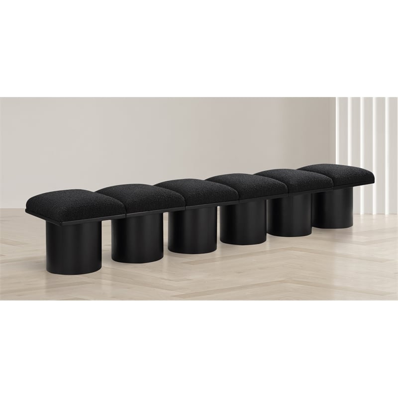 Meridian Furniture Pavilion Black Boucle Fabric Bench