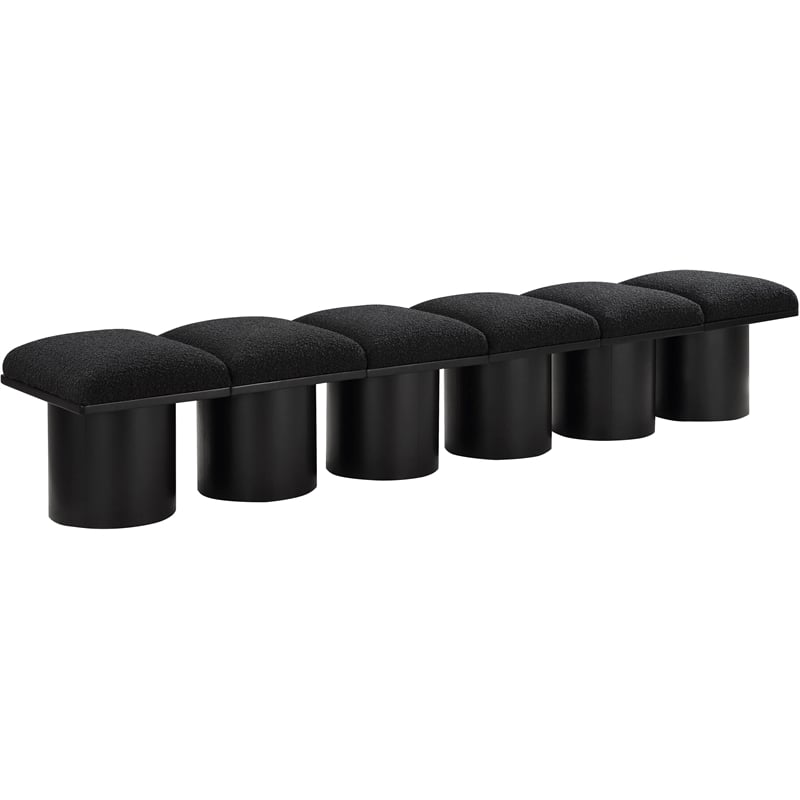 Meridian Furniture Pavilion Black Boucle Fabric Bench