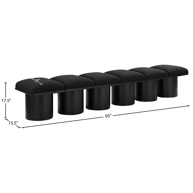 Meridian Furniture Pavilion Black Boucle Fabric Bench