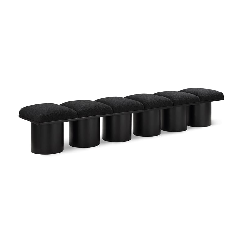Meridian Furniture Pavilion Black Boucle Fabric Bench