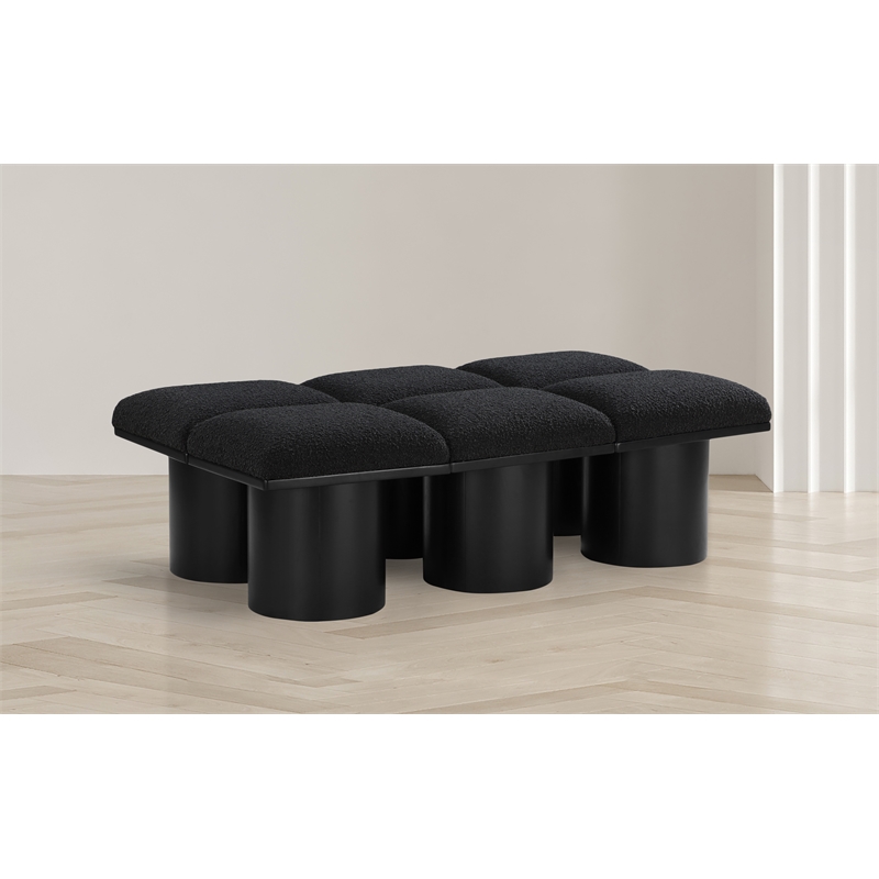 Meridian Furniture Pavilion Black Boucle Fabric Bench