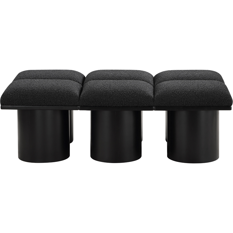 Meridian Furniture Pavilion Black Boucle Fabric Bench