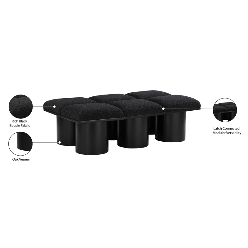 Meridian Furniture Pavilion Black Boucle Fabric Bench