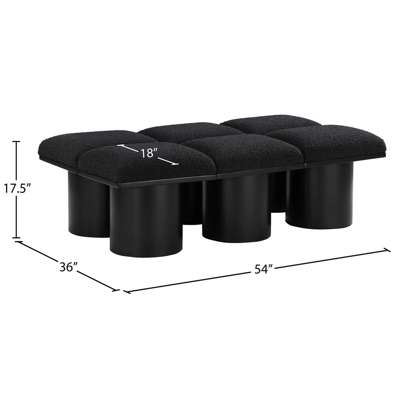 Meridian Furniture Pavilion Black Boucle Fabric Bench
