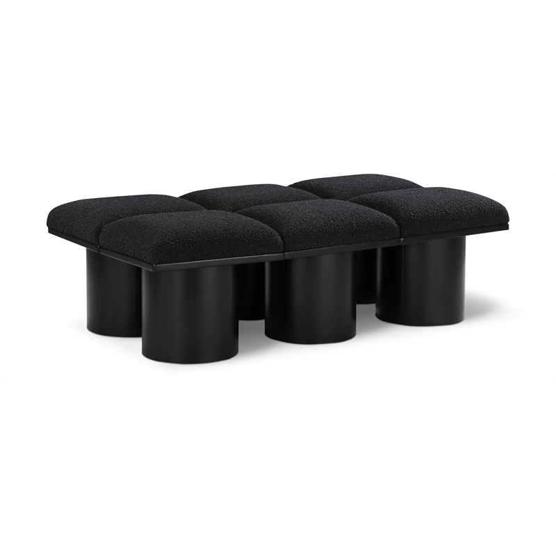 Meridian Furniture Pavilion Black Boucle Fabric Bench