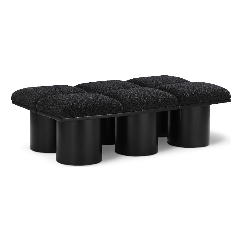 Meridian Furniture Pavilion Black Boucle Fabric Bench