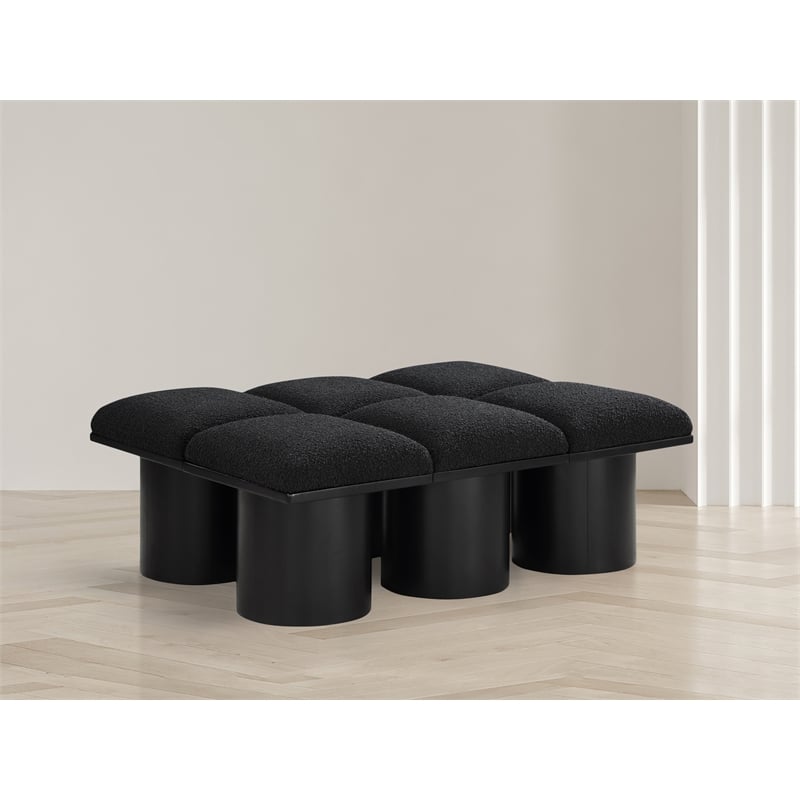 Meridian Furniture Pavilion Black Boucle Fabric Bench