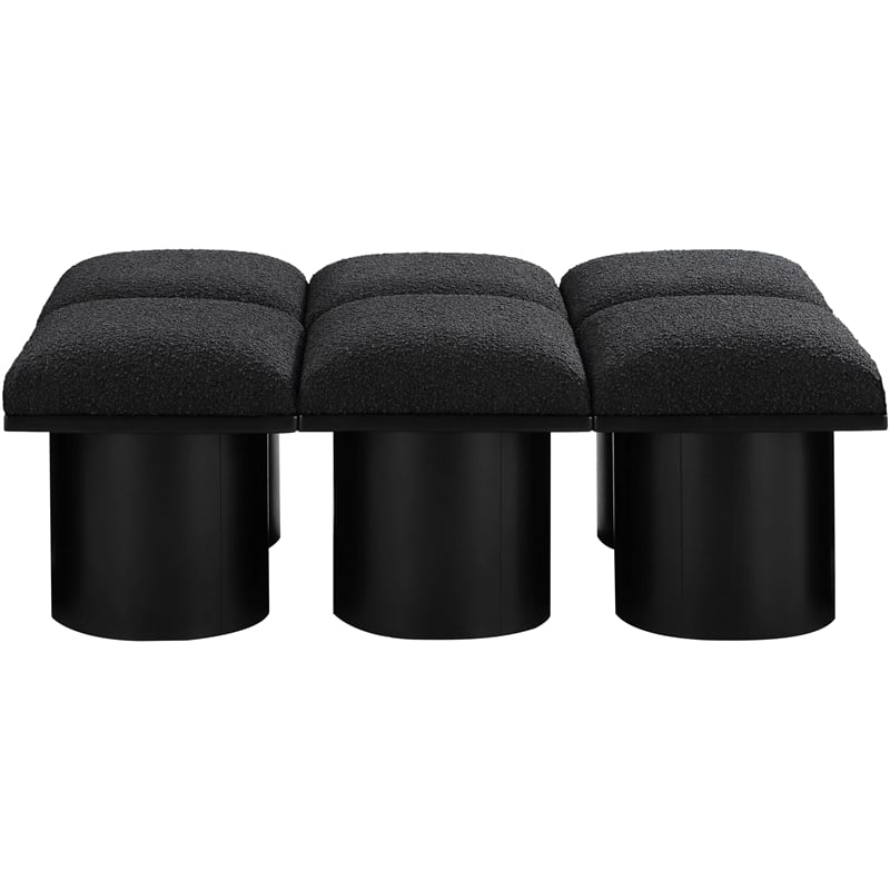 Meridian Furniture Pavilion Black Boucle Fabric Bench