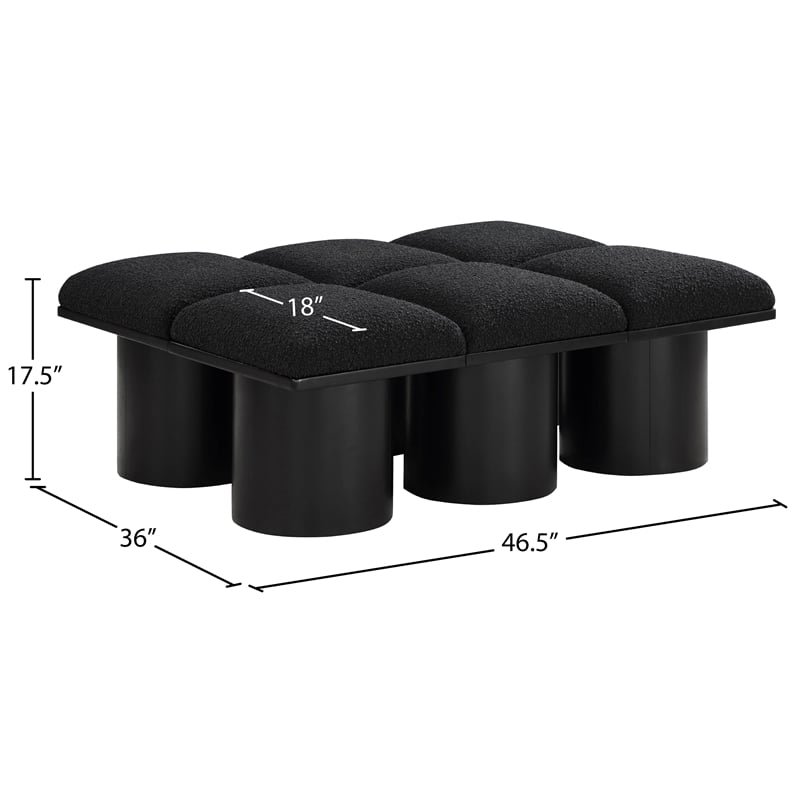 Meridian Furniture Pavilion Black Boucle Fabric Bench