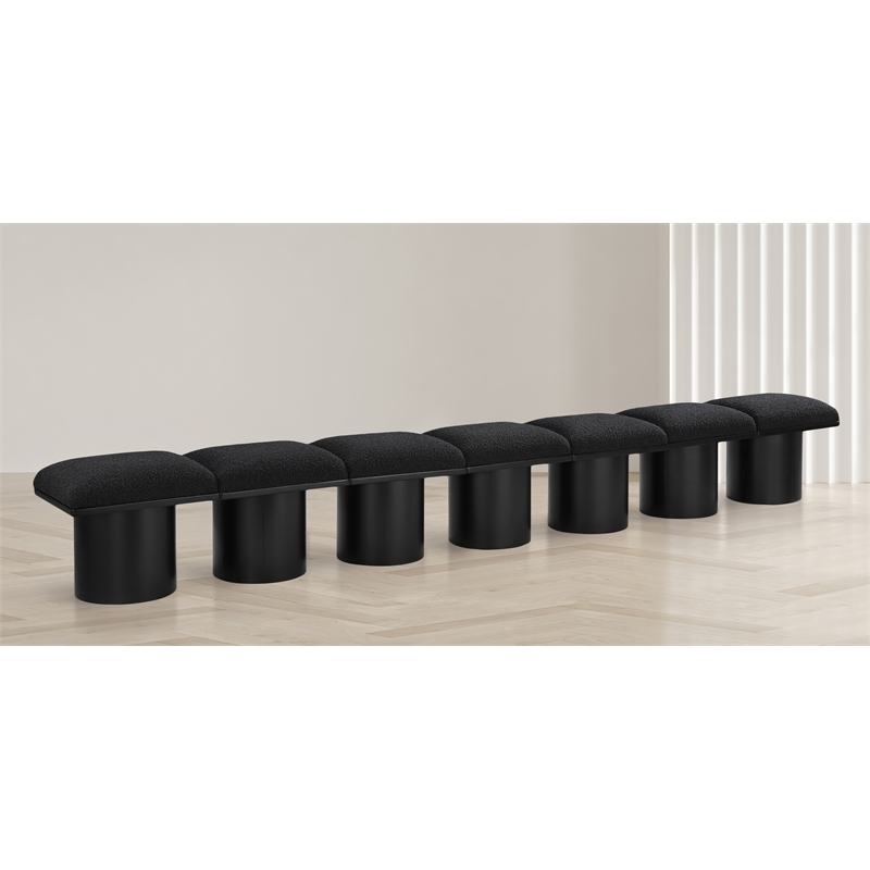 Meridian Furniture Pavilion Black Boucle Fabric Bench