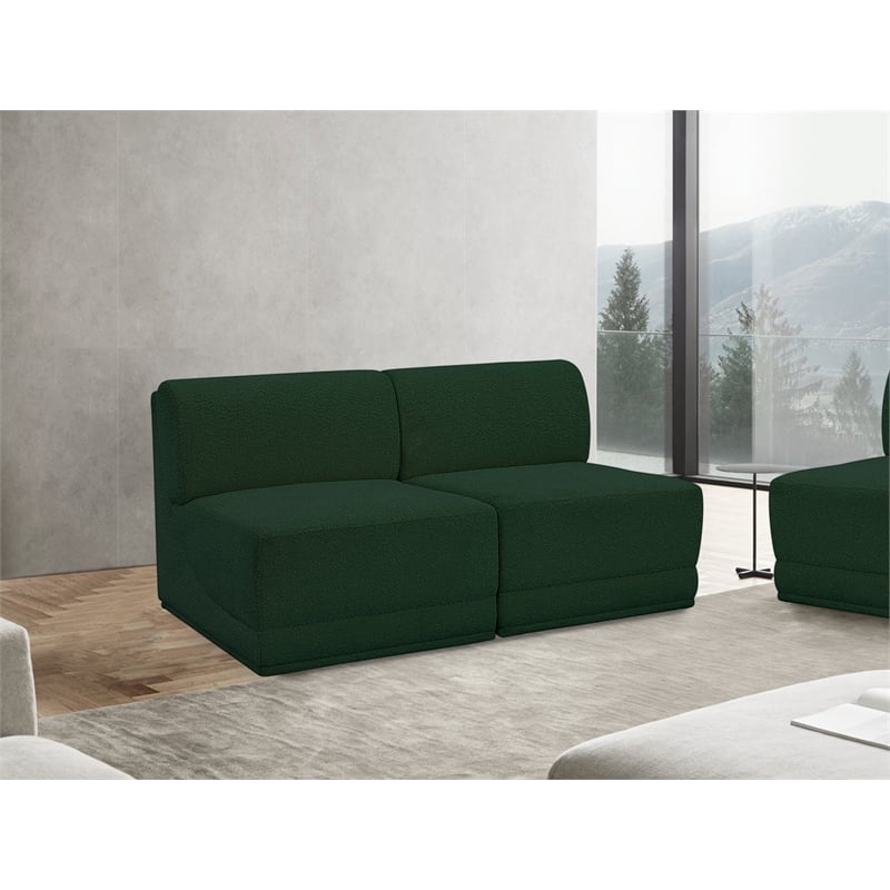 Meridian Furniture Ollie Green Boucle Fabric Modular Sofa