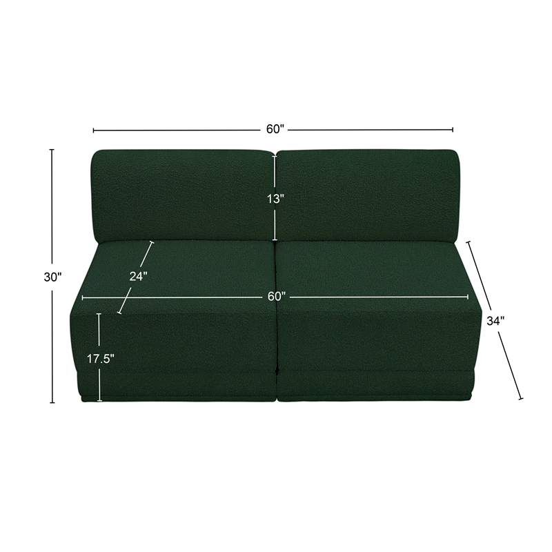 Meridian Furniture Ollie Green Boucle Fabric Modular Sofa