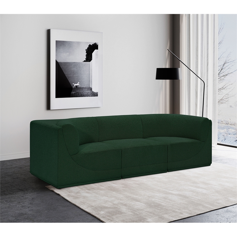 Meridian Furniture Ollie Green Boucle Fabric Modular Sofa