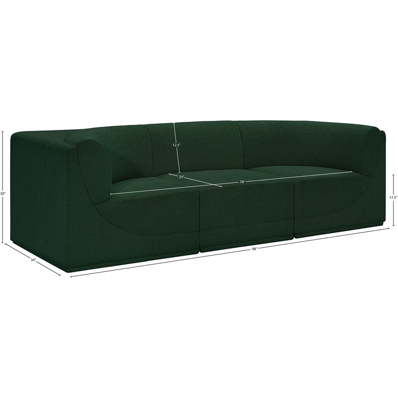 Meridian Furniture Ollie Green Boucle Fabric Modular Sofa