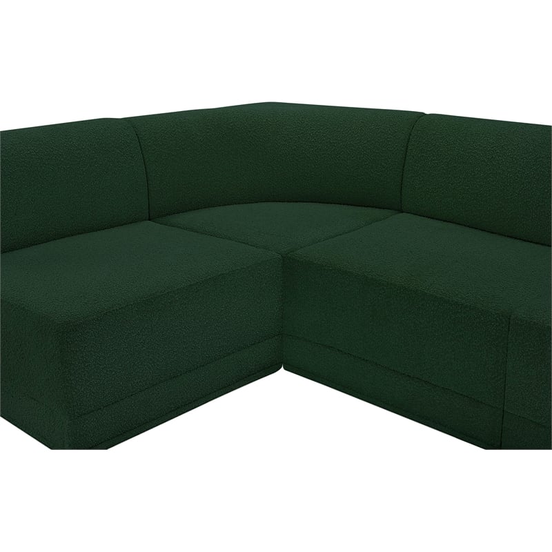 Meridian Furniture Ollie Green Boucle Fabric Modular Sectional