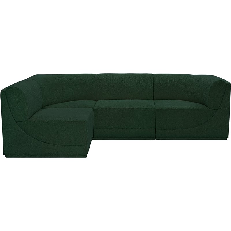 Meridian Furniture Ollie Green Boucle Fabric Modular Sectional