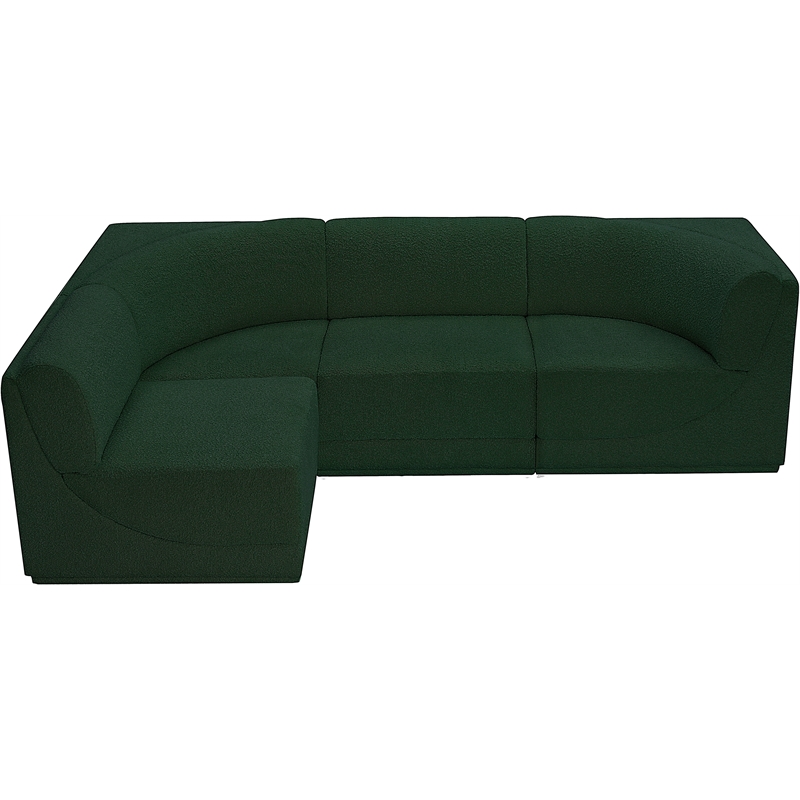 Meridian Furniture Ollie Green Boucle Fabric Modular Sectional