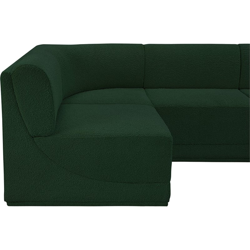Meridian Furniture Ollie Green Boucle Fabric Modular Sectional