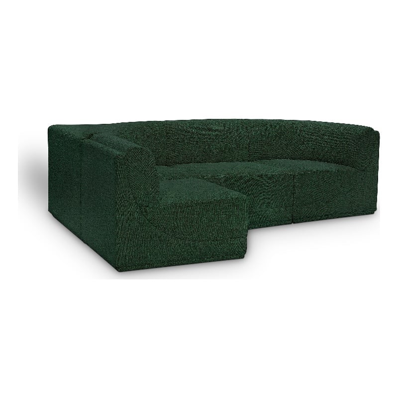 Meridian Furniture Ollie Green Boucle Fabric Modular Sectional