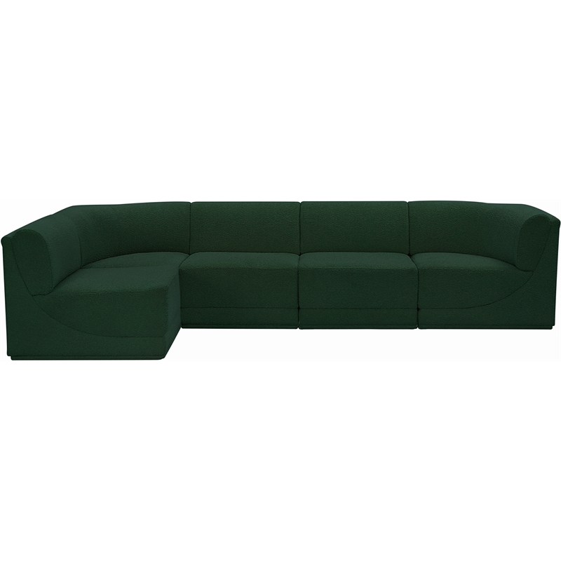 Meridian Furniture Ollie Green Boucle Fabric Modular Sectional