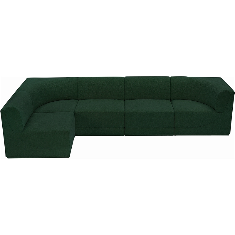 Meridian Furniture Ollie Green Boucle Fabric Modular Sectional