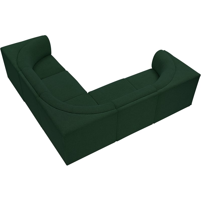 Meridian Furniture Ollie Green Boucle Fabric Modular Sectional