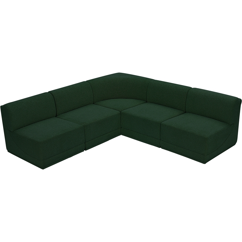 Meridian Furniture Ollie Green Boucle Fabric Modular Sectional