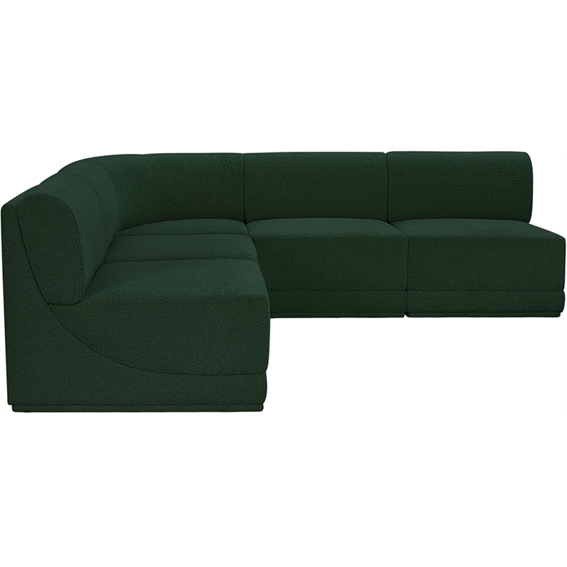 Meridian Furniture Ollie Green Boucle Fabric Modular Sectional