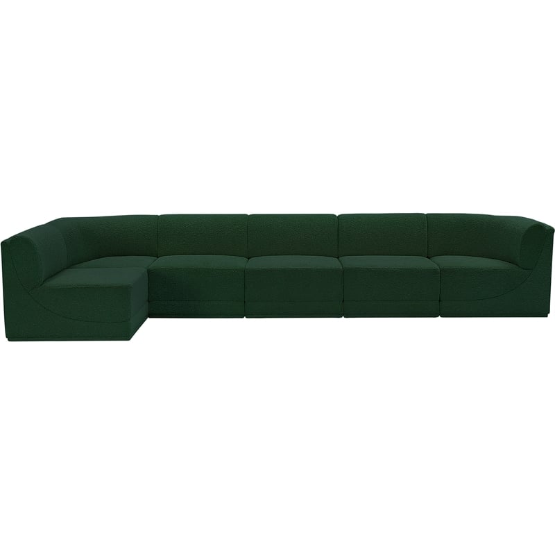 Meridian Furniture Ollie Green Boucle Fabric Modular Sectional
