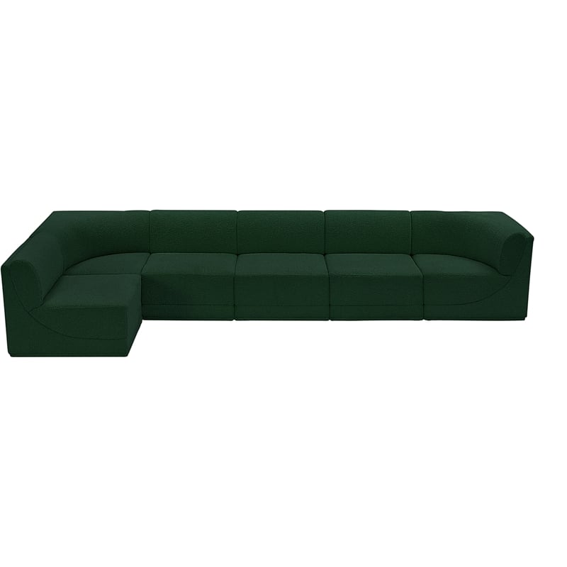 Meridian Furniture Ollie Green Boucle Fabric Modular Sectional