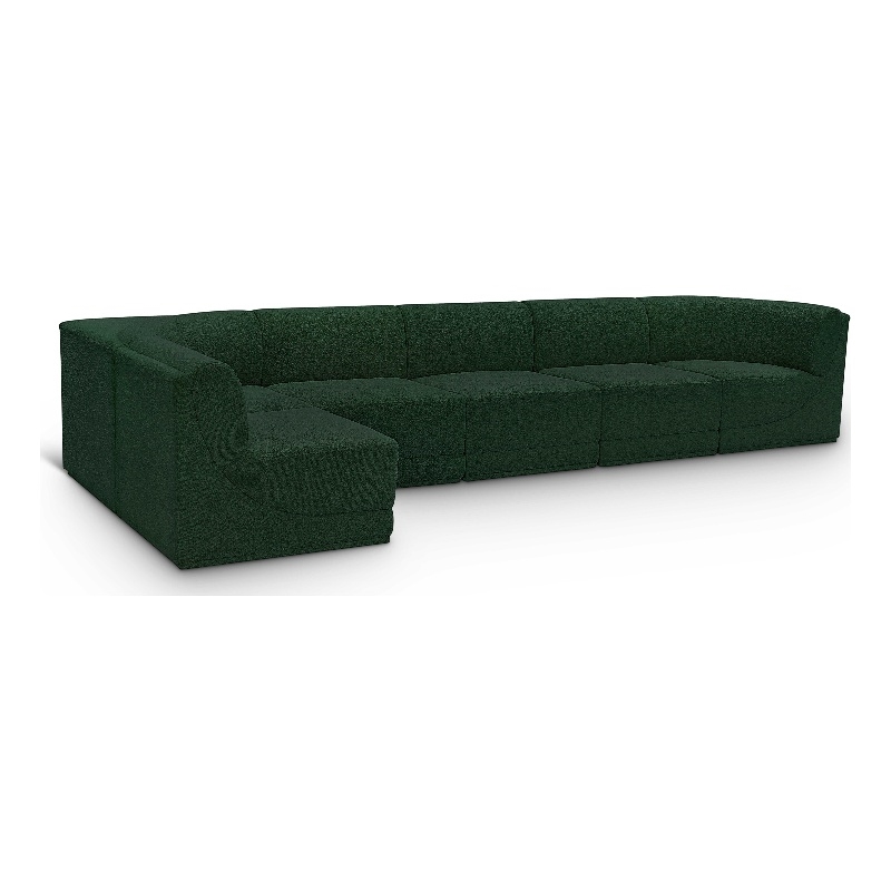 Meridian Furniture Ollie Green Boucle Fabric Modular Sectional