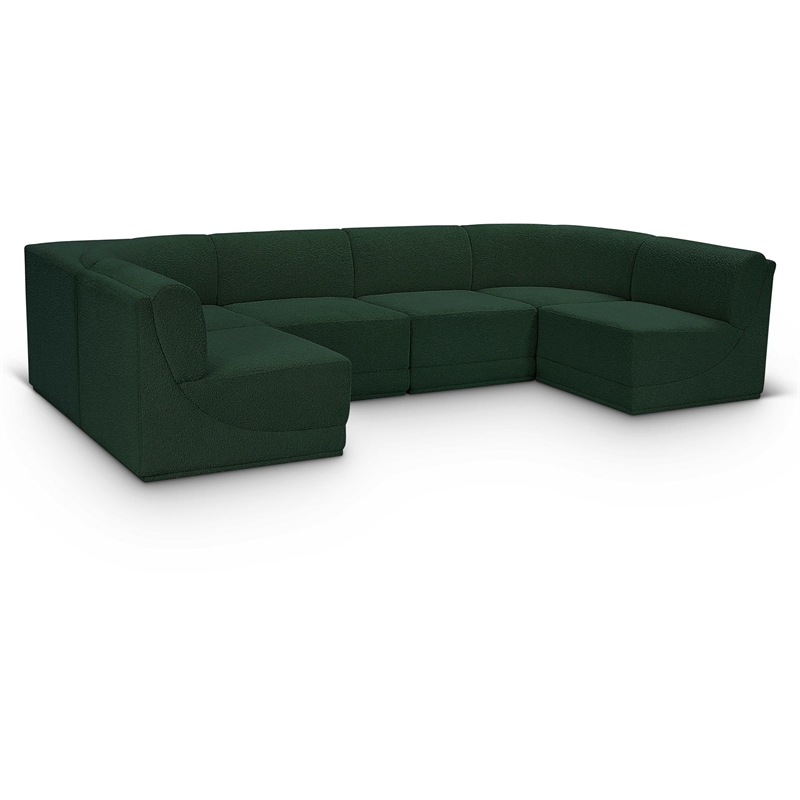 Meridian Furniture Ollie Green Boucle Fabric Modular Sectional