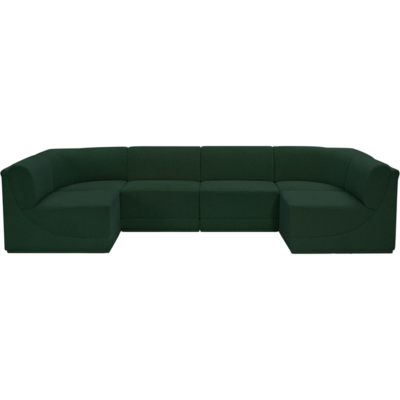 Meridian Furniture Ollie Green Boucle Fabric Modular Sectional