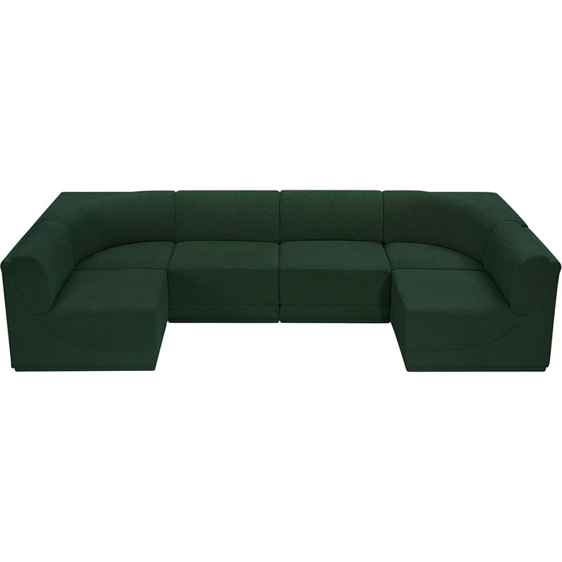 Meridian Furniture Ollie Green Boucle Fabric Modular Sectional