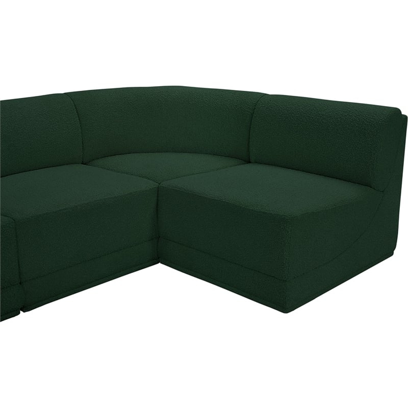 Meridian Furniture Ollie Green Boucle Fabric Modular Sectional