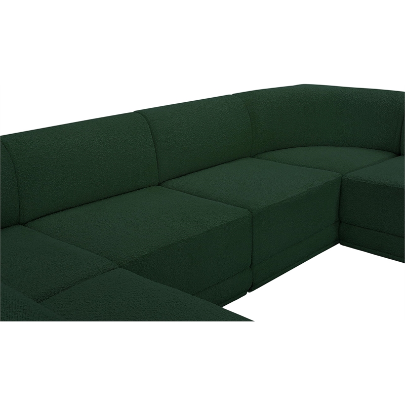 Meridian Furniture Ollie Green Boucle Fabric Modular Sectional