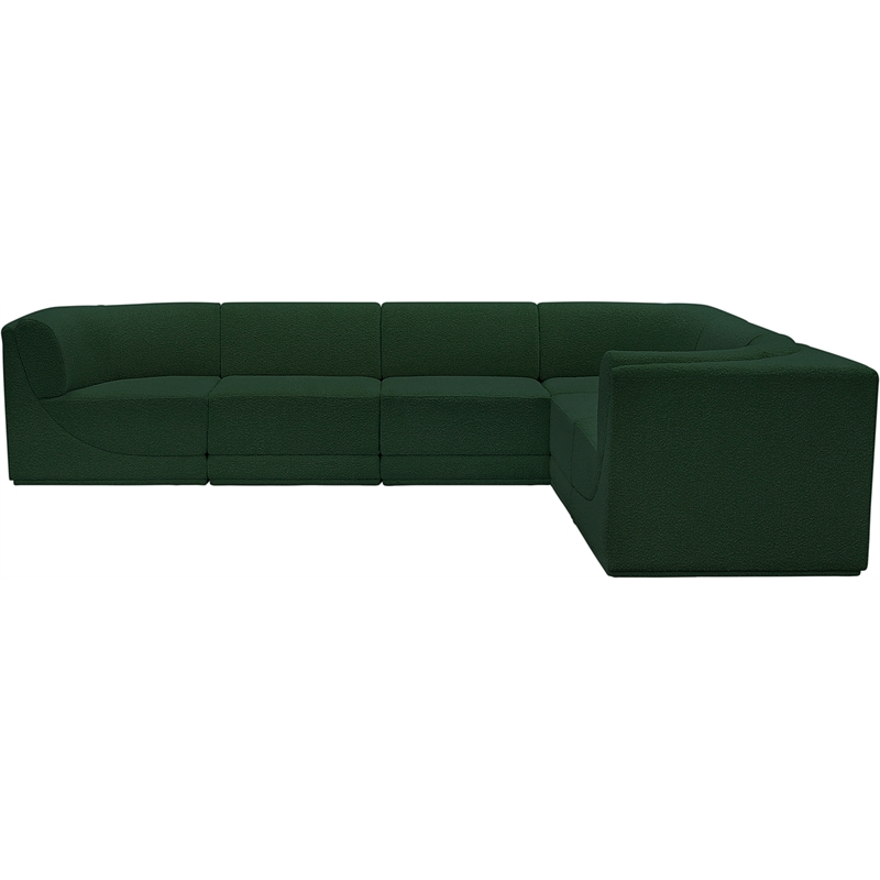 Meridian Furniture Ollie Green Boucle Fabric Modular Sectional