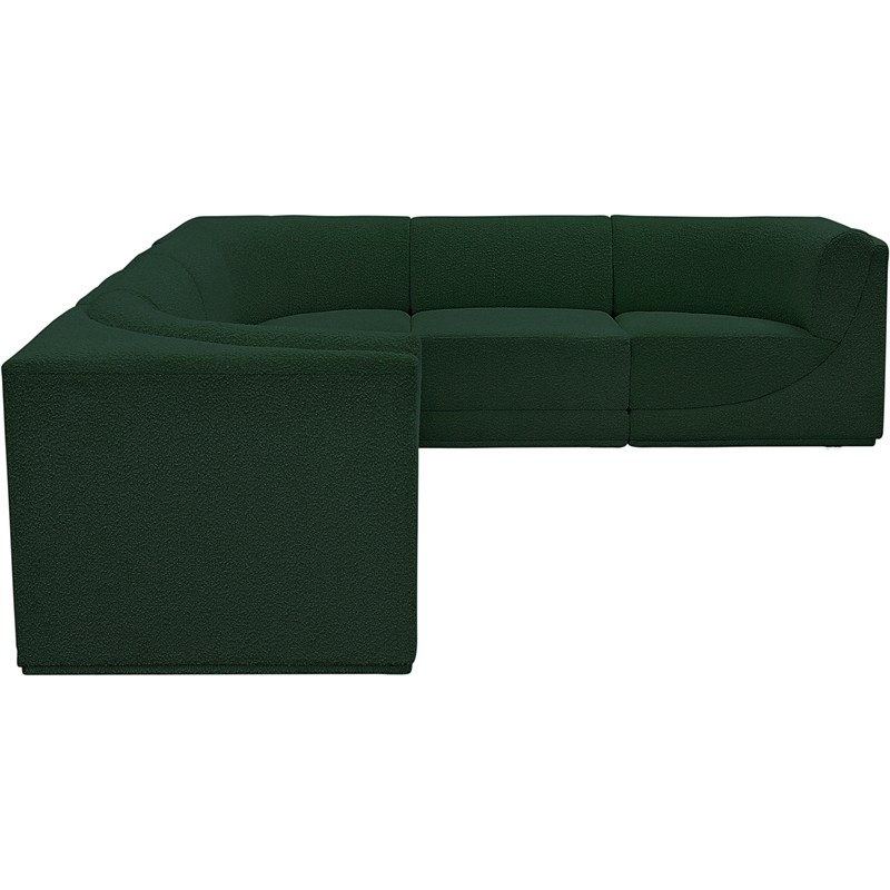 Meridian Furniture Ollie Green Boucle Fabric Modular Sectional