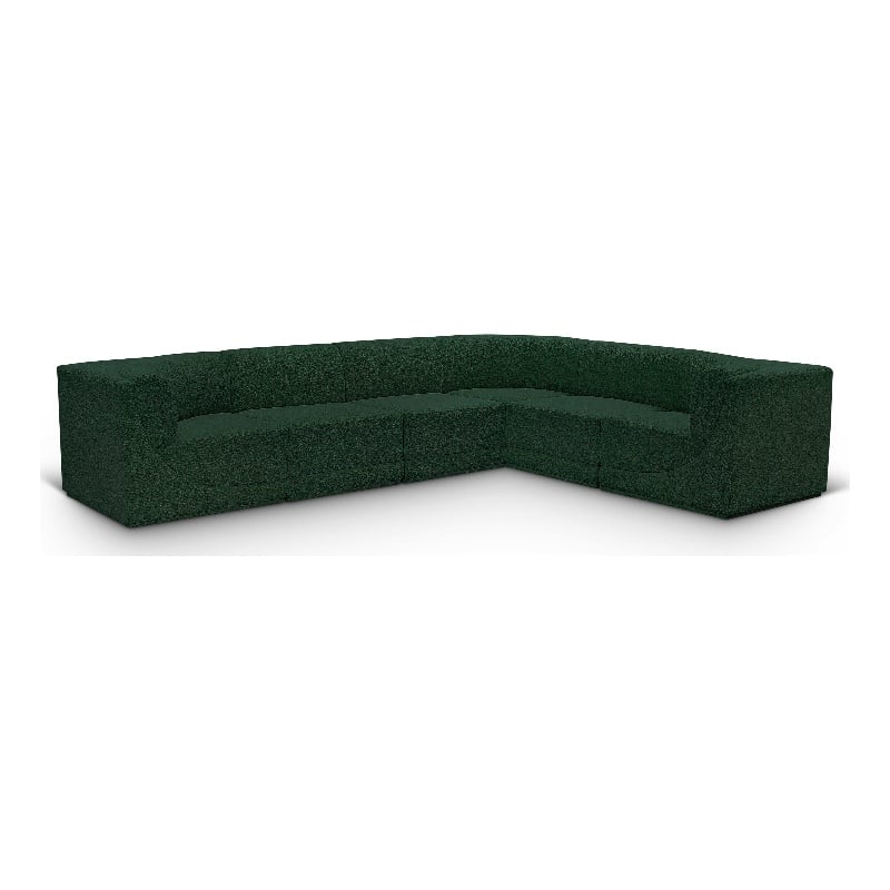 Meridian Furniture Ollie Green Boucle Fabric Modular Sectional